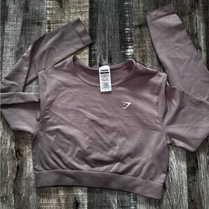 Gymshark Mauve Crop Crewneck Long Sleeve Top